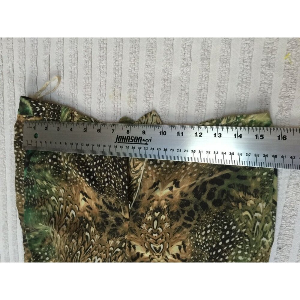 Paige Mid-Rise Women's Size 4 Brown Green Silk Animal Print Straight Leg Pants - Picture 7 of 10